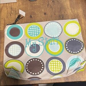 Thirty-One Polka Dot Cosmetic Bag - Blue, Green, Gray